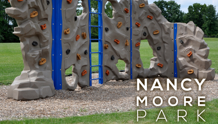 Playground Equipment with text "Nancy Moore Park"